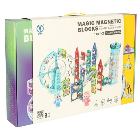 Klocki magnetyczne magnetic sticks marble tor kulkowy z dźwiękiem muzyką grający 118 elementów Kik Sp. z o. o. Sp. k.