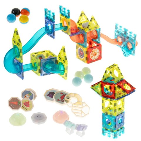 Klocki magnetyczne marble tor kulkowy świecący 75 elementów Kik Sp. z o. o. Sp. k.