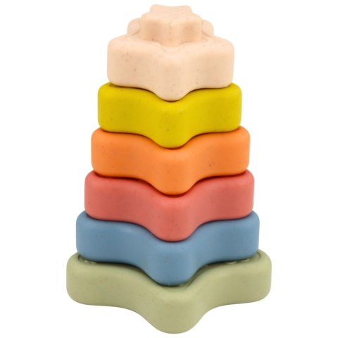 Piramidka Sensoryczna Gwiazdki Miękkie Klocki Układanka Kolorowa 6el. LEAN Toys