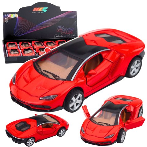Samochód Sportowy Metalowy Napęd Światła Dźwięki Czerwony 1:32 LEAN TOYS