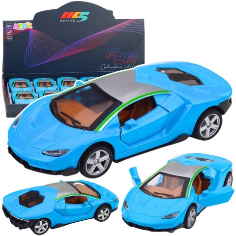 Samochód Sportowy Metalowy Napęd Światła Dźwięki Niebieski 1:32 LEAN TOYS