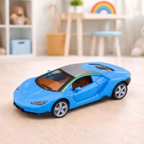 Samochód Sportowy Metalowy Napęd Światła Dźwięki Niebieski 1:32 LEAN TOYS
