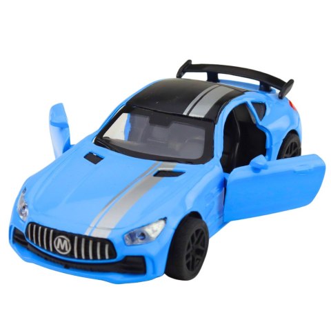Samochód Sportowy Metalowy Otwierane Drzwi Światła Dźwięki Niebieski 1:32 LEAN TOYS
