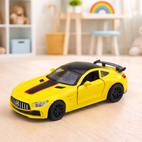 Samochód Sportowy Metalowy Otwierane Drzwi Światła Dźwięki Żółty 1:32 LEAN TOYS