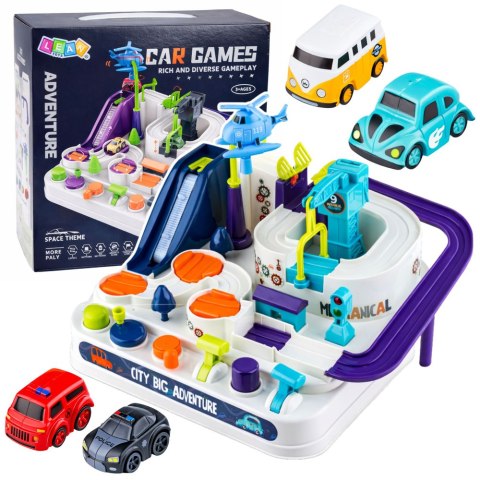 Samochodowy Tor Przeszkód Interaktywny Parking Edukacyjny 4 Auta LEAN Toys