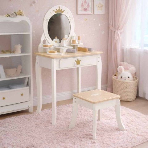 Toaletka drewniana dla dziewczynki LULILO Bella lustro taboret akcesoria Kik Sp. z o. o. Sp. k.