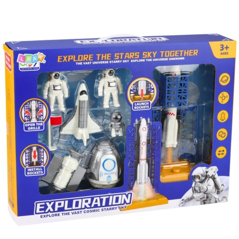 Zestaw Kosmiczny Kosmonauci Wieża Startowa Rakieta Wahadłowiec LEAN Toys