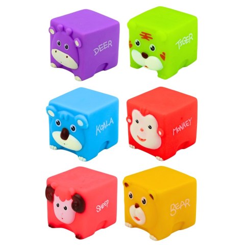 Zestaw Miękkie Klocki Gumowe Zwierzątka Edukacyjne Kolorowe 6 szt.