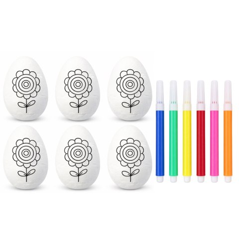 Jajka Wielkanocne Styropianowe Do Malowania Pisaki Wzór Kwiat C 6szt LEAN TOYS