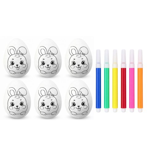 Jajka Wielkanocne Styropianowe Do Malowania Pisaki Wzór Zając D 6szt