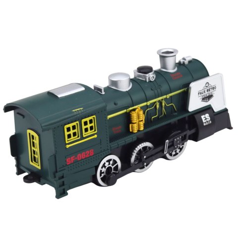 Klasyczna Lokomotywa Czujnik Przeszkód Dym Światła Dźwięki Zielona LEAN Toys