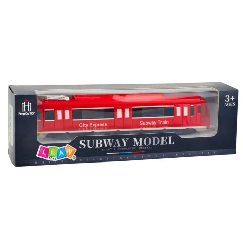 Metro Pociąg City Express Otwierane Drzwi Światła Dźwięki Czerwony LEAN Toys