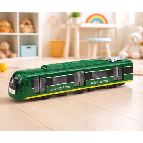 Metro Pociąg City Express Otwierane Drzwi Światła Dźwięki Zielony LEAN Toys