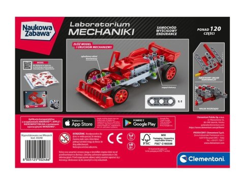 Naukowa Zabawa Klocki Laboratorium Mechaniki Samochód Wyścigowy Endurance Czerwony Język Polski Clementoni 50248 Clementoni