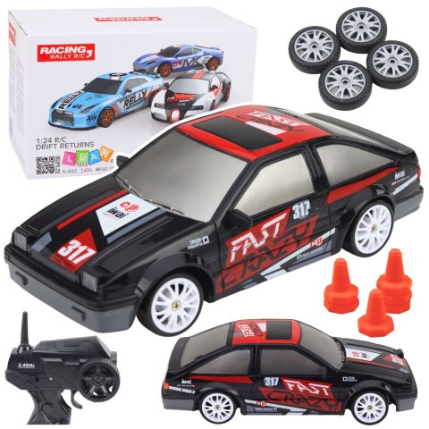 Samochód Do Driftu Zdalnie Sterowany RC Coupe Wymienne Koła Czarny 1:24 LEAN Toys