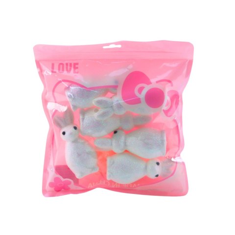 Styropianowe Zajączki Wielkanocne Brokatowe Ozdobne Białe 6szt LEAN TOYS