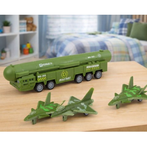 Zestaw Militarny Ciężarówka Myśliwce Z Napędem Wyrzutnia Rakiet LEAN Toys