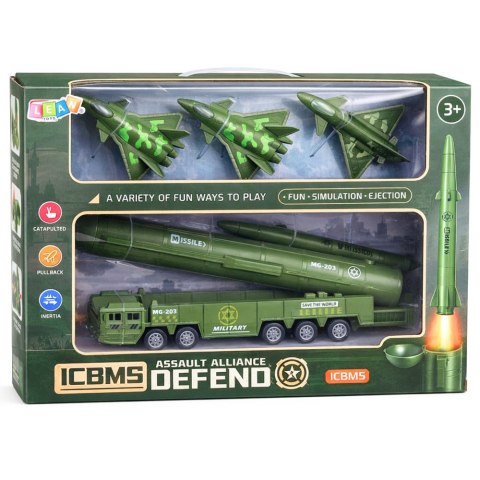 Zestaw Militarny Ciężarówka Myśliwce Z Napędem Wyrzutnia Rakiet LEAN Toys
