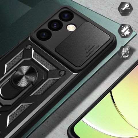 Etui z osłoną na aparat do Samsung Galaxy S24 Hybrid Armor Camshield czarne HURTEL