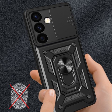 Etui z osłoną na aparat do Samsung Galaxy S24 Hybrid Armor Camshield czarne HURTEL