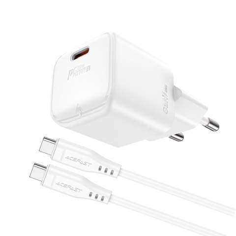 Mini Ładowarka sieciowa PD 20W GaN + kabel USB-C biała ACEFAST