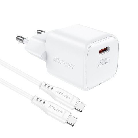 Mini Ładowarka sieciowa PD 20W GaN + kabel USB-C biała ACEFAST