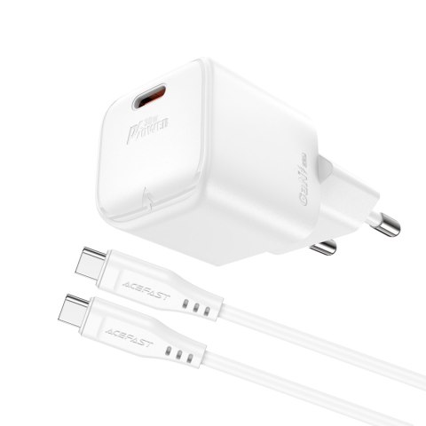 Mini Ładowarka sieciowa PD 30W GaN + kabel USB-C biała ACEFAST