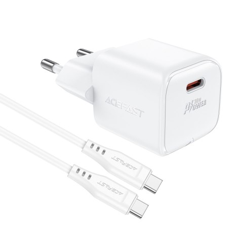 Mini Ładowarka sieciowa PD 30W GaN + kabel USB-C biała ACEFAST