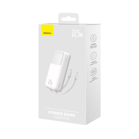 Powerbank z wyświetlaczem 20000mAh 22.5W Comet Series + kabel USB-A - USB-C 0.3m biały BASEUS