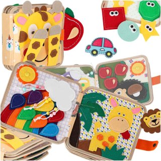 Książeczka sensoryczna edukacyjna filcowa 3D manipulacyjna ruchome elementy żyrafa Kik Sp. z o. o. Sp. k.