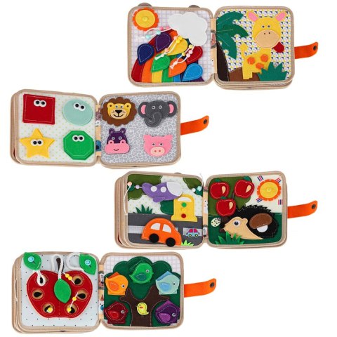 Książeczka sensoryczna edukacyjna filcowa 3D manipulacyjna ruchome elementy żyrafa Kik Sp. z o. o. Sp. k.