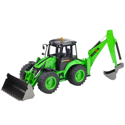 Koparko Ładowarka Zdalnie Sterowana RC Światła Dźwięk Zielona Huina 1:14 HUINA