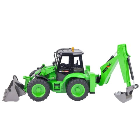 Koparko Ładowarka Zdalnie Sterowana RC Światła Dźwięk Zielona Huina 1:14 HUINA