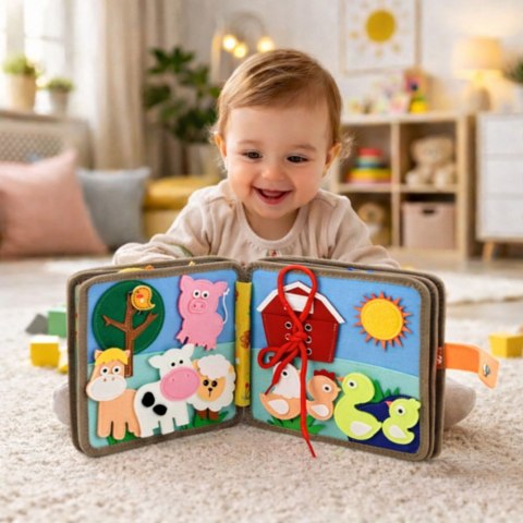 Książeczka Edukacyjna Sensoryczna Filcowa 3D Zwierzęta Jelonek