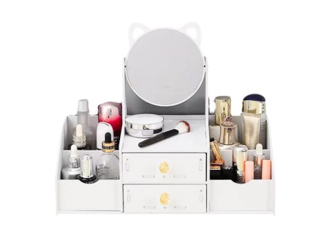 Mała Toaletka Dziecięca Lustro Z Uszami Szufladki Drewniana Biała LEAN