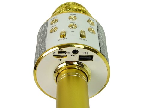 Mikrofon Bezprzewodowy USB Głośnik Nagrywanie Karaoke Model WS-858 Złoty LEAN Toys