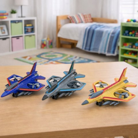 Samolot Myśliwski Bojowy Wojskowy Militarny Napęd Obracane Śmigła LEAN TOYS