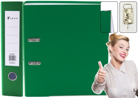 Segregator Na Dokumenty A4/75mm Okucie Mechanizm Dźwigniowy Zielony LEAN