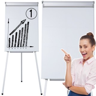 Tablica Magnetyczna Wielofunkcyjna Flipchart Na Trójnogu Biała 70x100cm LEAN