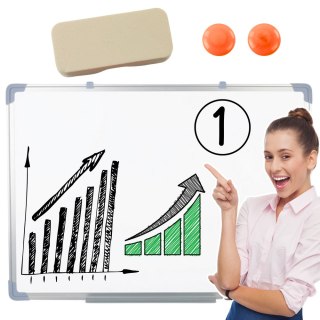 Tablica Magnetyczna Wielofunkcyjna Suchościeralna Gąbka 2 Magnesy 45x60cm LEAN