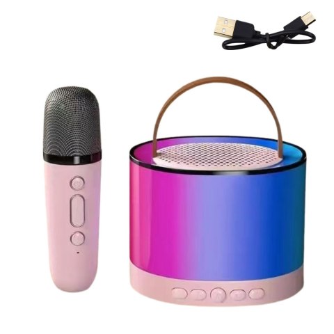 Zestaw Do Karaoke Głośnik Mikrofon Bezprzewodowy K52 RGB Bluetooth Różowy LEAN Toys