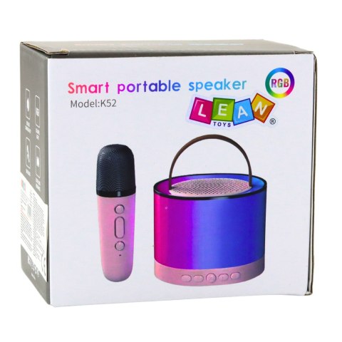 Zestaw Do Karaoke Głośnik Mikrofon Bezprzewodowy K52 RGB Bluetooth Różowy LEAN Toys
