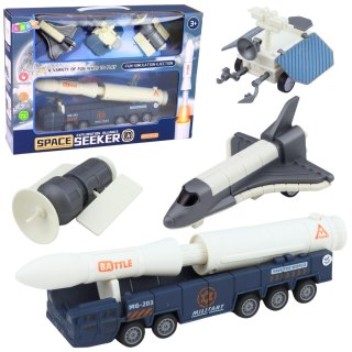 Zestaw Kosmiczny Rakieta Wahadłowiec Satelita Pojazd Transportowy LEAN Toys