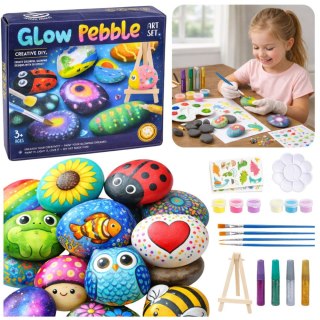 Zestaw Kreatywny DIY Malowanie Kamieni Świecące Farby Kleje Brokatowe LEAN Toys
