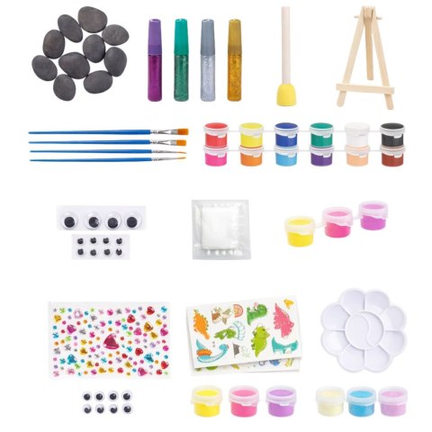 Zestaw Kreatywny DIY Malowanie Kamieni Świecące Farby Kleje Brokatowe LEAN Toys