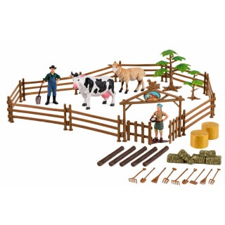 Zestaw Rolniczy Traktor z Przyczepą Zwierzęta Farmerzy Farma 45 el. LEAN Toys