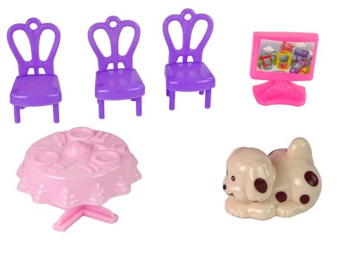 Domek Dla Lalek Mebelki Akcesoria Figurki Różowy LEAN Toys