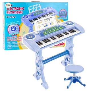 Elektroniczne Pianinko Dla Dzieci Z Mikrofonem 37 Klawiszy Niebieski LEAN Toys