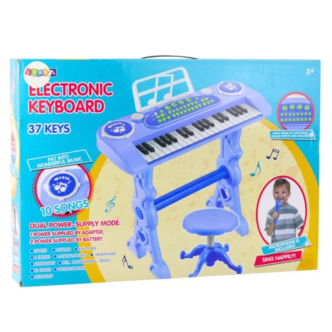 Elektroniczne Pianinko Dla Dzieci Z Mikrofonem 37 Klawiszy Niebieski LEAN Toys