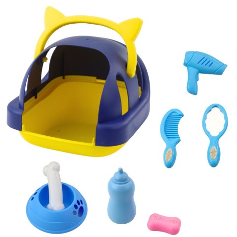 Pies Interaktywny Pluszowy Chodzi Szczeka Transporter Akcesoria Szaro-Biały LEAN Toys